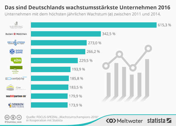 Statista: Diese Unternehmen wachsen am stärksten.