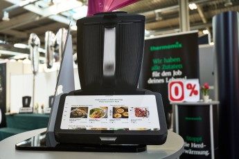 Augsburg, Bavaria, Germany – March 7, 2025: Mock-up of the TM7 Thermomix from Vorwerk at the AFAIR trade fair in Augsbur