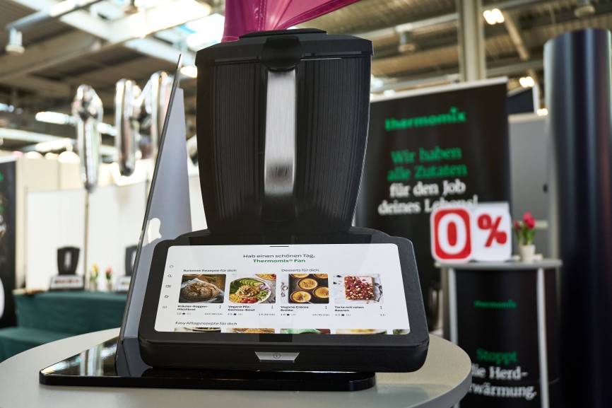 Augsburg, Bavaria, Germany – March 7, 2025: Mock-up of the TM7 Thermomix from Vorwerk at the AFAIR trade fair in Augsbur
