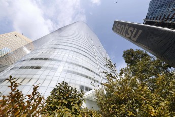 Dentsu headquarters building File photo taken on Feb. 8, 2023, shows the building housing the head office of leading Japanese advertising agency Dentsu Inc. in Tokyo PUBLICATIONxINxGERxSUIxAUTxHUNxONLY A14AA0001393906P