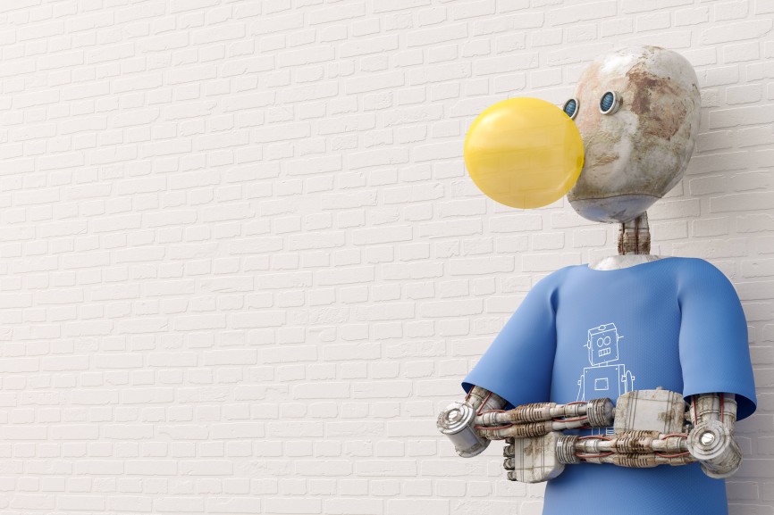 Robot making chewing gum bubble, 3d rendering PUBLICATIONxINxGERxSUIxAUTxHUNxONLY AHUF00420