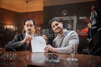 Club-Präsident und Streamer Maximilian Knabe (alias HandOfBlood) und Icon-League-Gründer Elias Nerlich (v.l.).