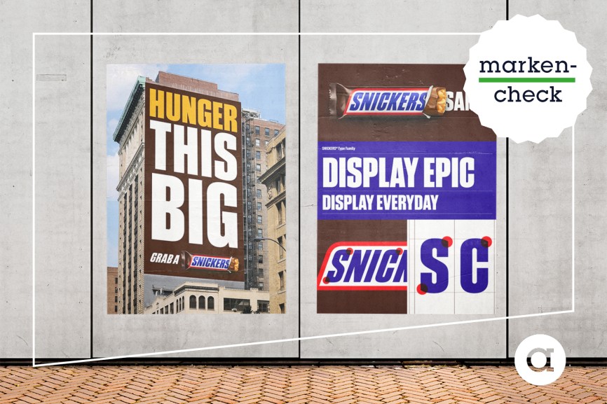 Du bist nicht du, wenn du keinen Custom Font hast: Beim neuen Markenauftritt von Snickers dreht sich alles um die neue Schrift, um klare Kanten, pure Formen und harte Kontraste.